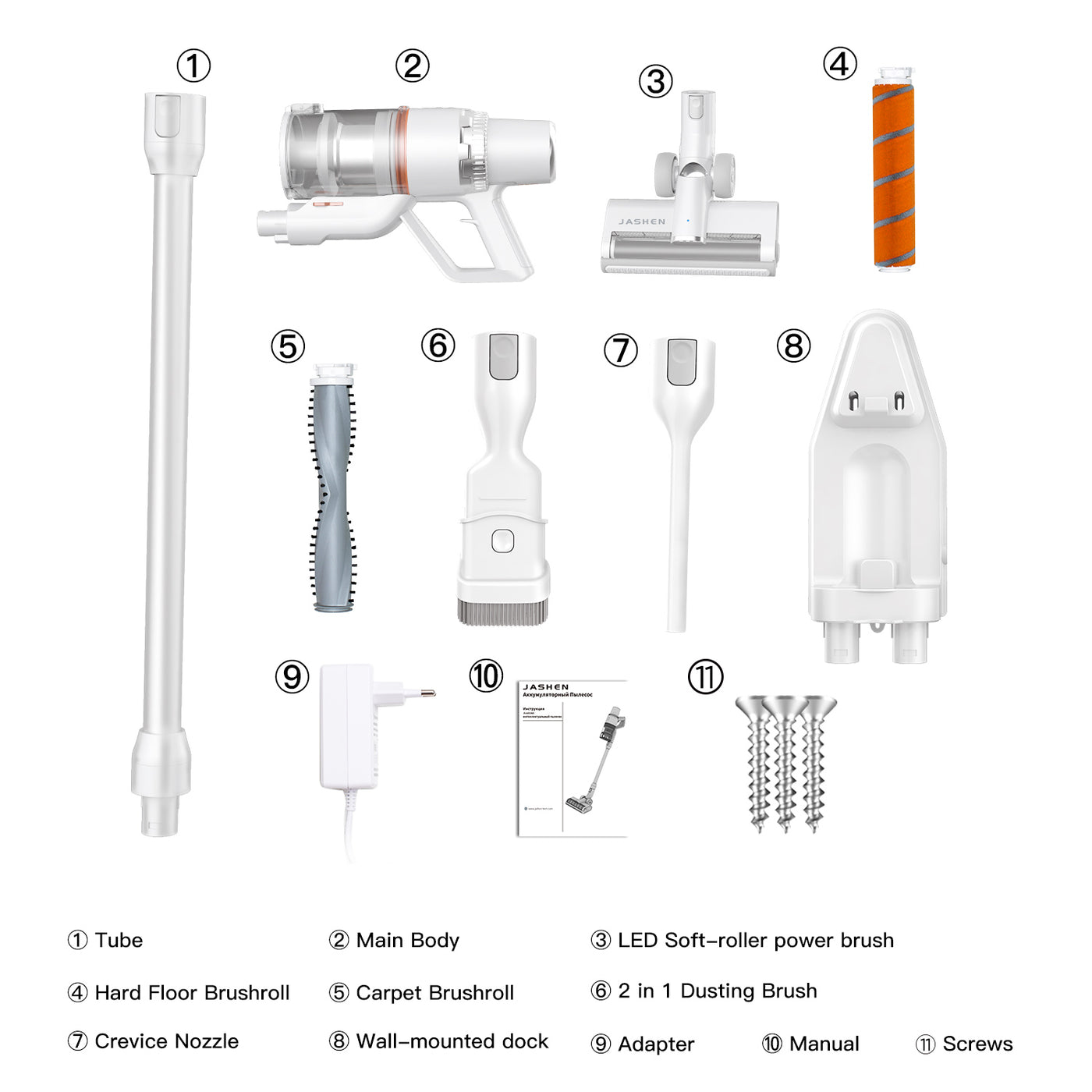 JASHEN S16E Kabelloser Staubsauger (40 Minuten Laufzeit, 350W, 2.500 mAh wechselbarer Lithium-Ionen-Akku, LED-Anzeige, 3-Gang-Modus)